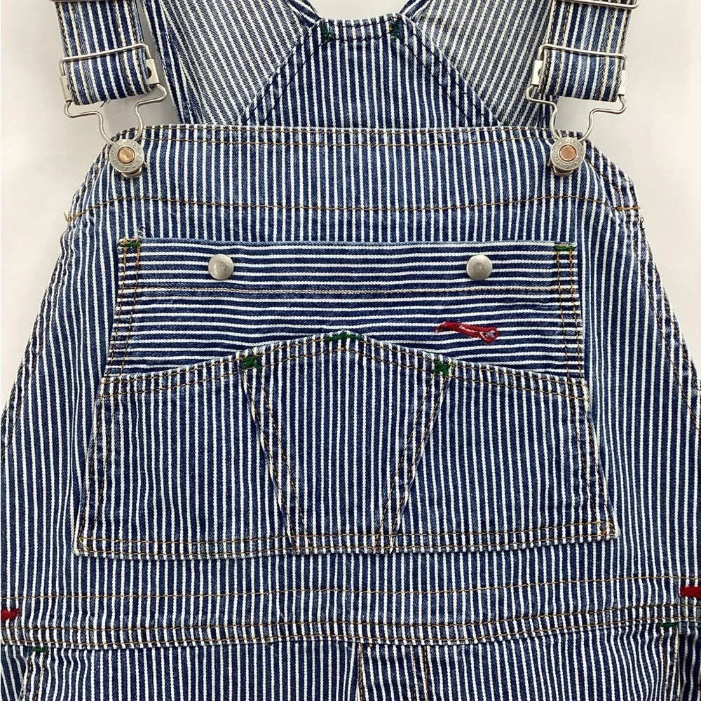 Vintage Rockies Blue and White Striped Denim Bib Overalls Sz L inseam34 - Picture 3 of 11